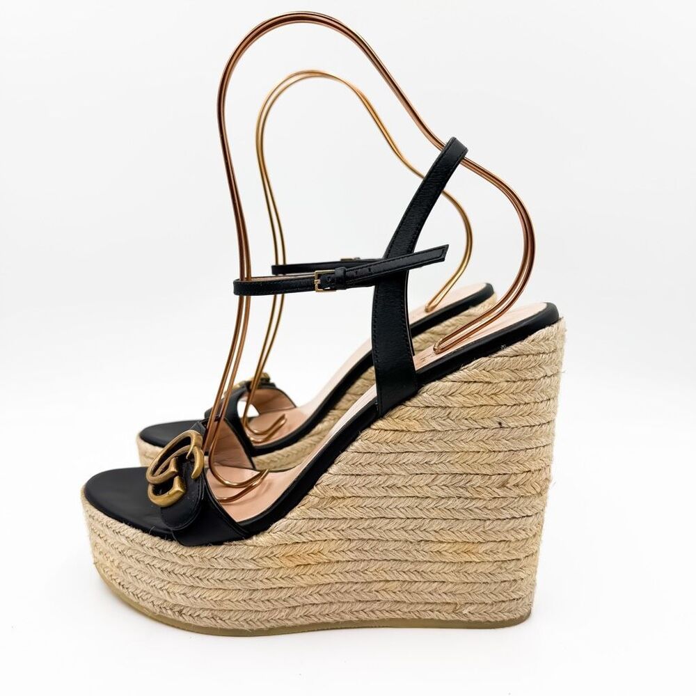 Gucci GG Marmont Platform Wedge Espadrille Sandals EU 39 US 9 - Picture 4 of 9